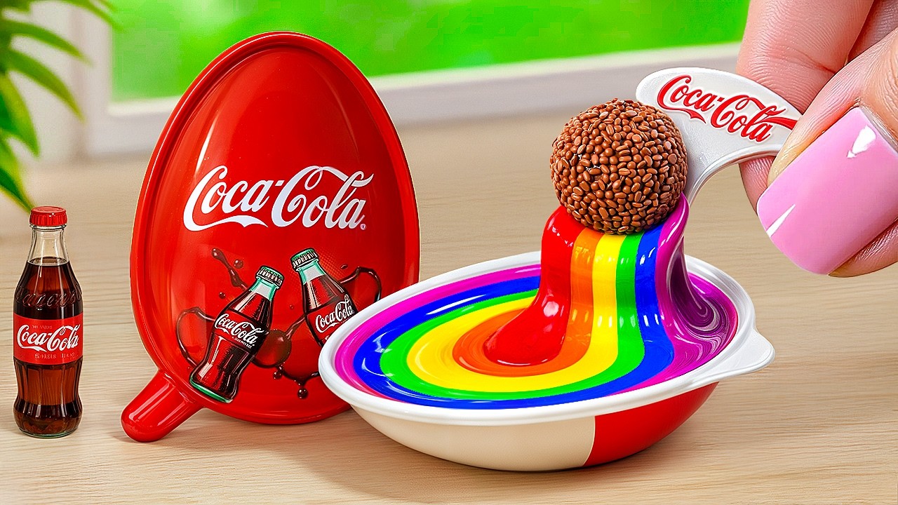 Mini Kinder Joy with Coca Cola ASMR Tiny Dessert | Cute and Satisfying  Chocolate Cake