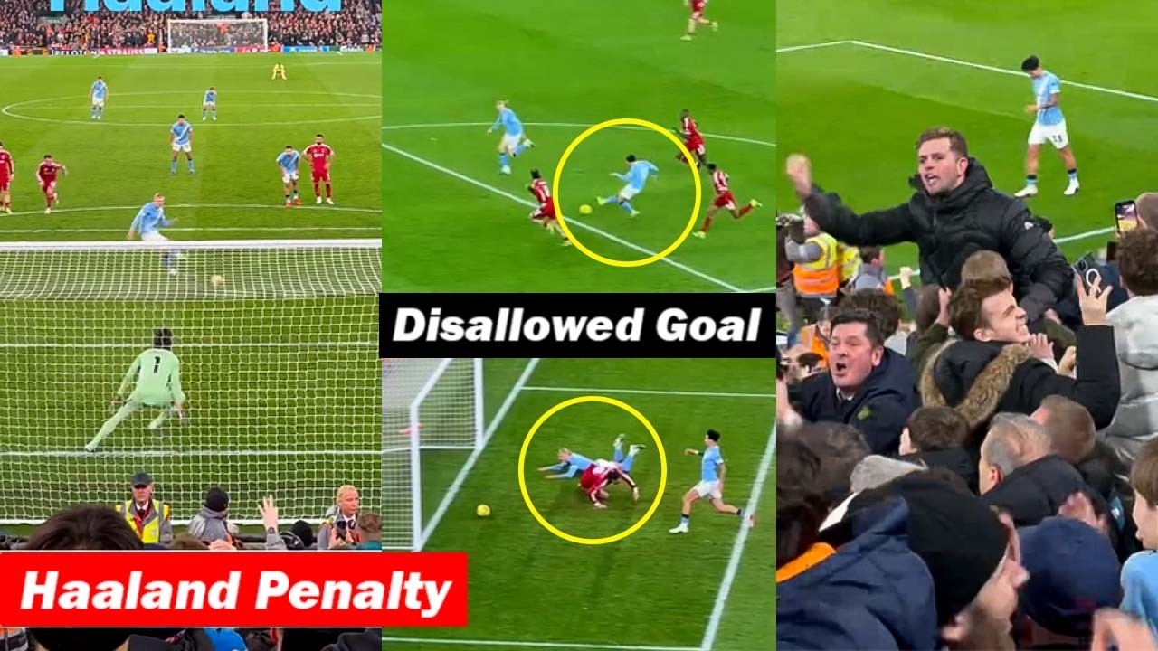 Man City Fans Reactions to Haaland Penalty & Rayan Cherki Disallowed Goal vs Liverpool