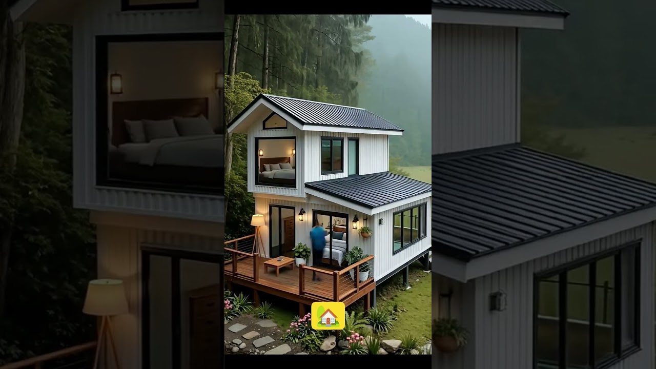 Modern Tiny House Tour in the Forest | Cozy 2-Story Cabin Design