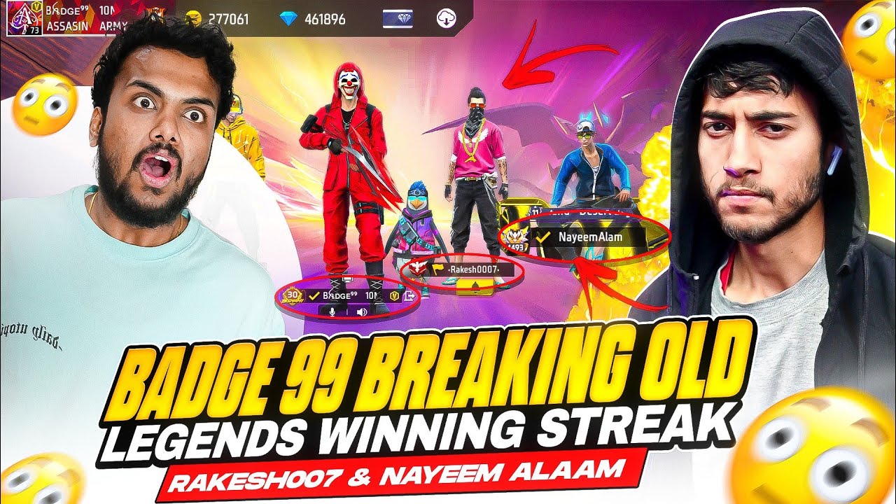 Badge99 Breaking 30 Winning Streak Of Rakesh007 & nayeemalam Prank 😱 - Garena Free Fire Max