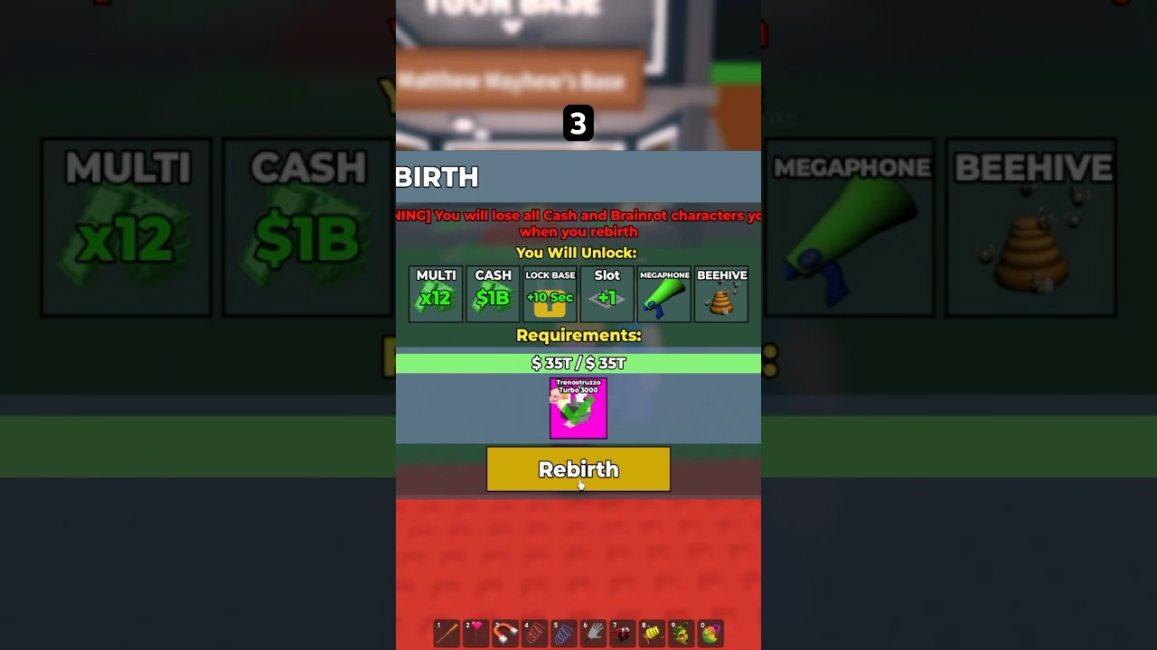 Я достиг 13 уровня возрождения в Roblox, украв Brainrot