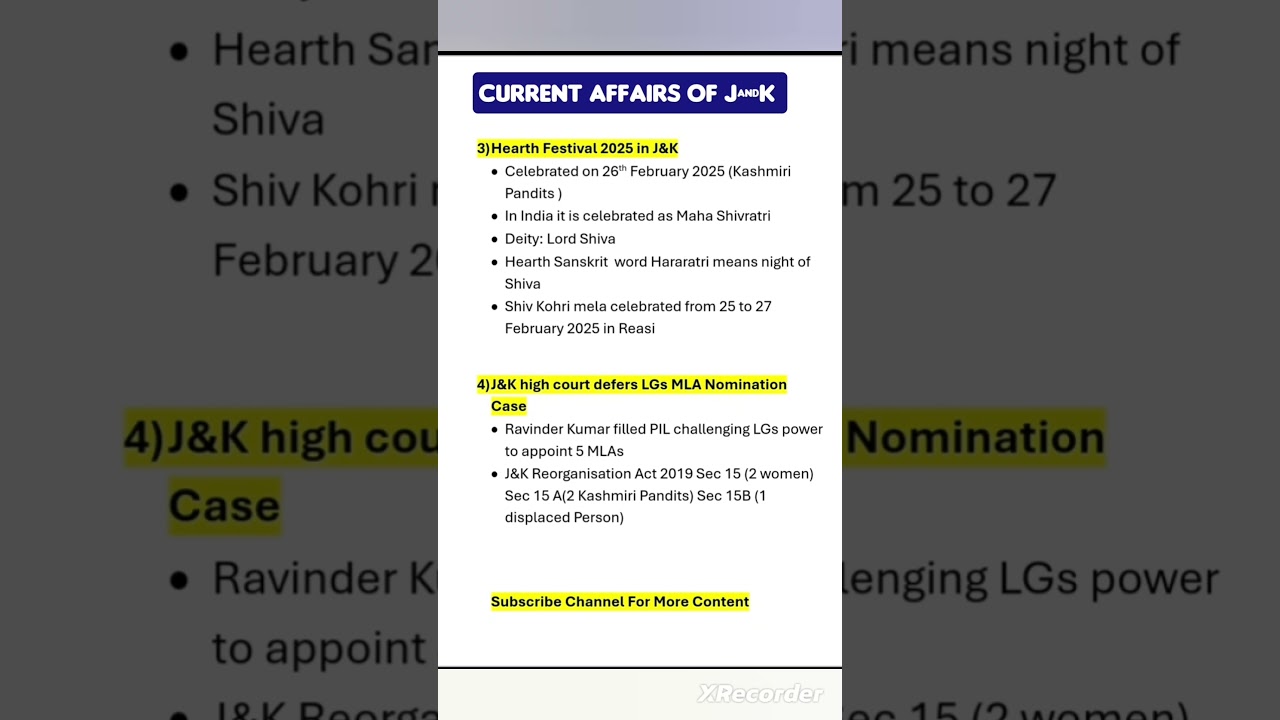 current Affairs J&K || Current Affairs 2025 || Daily Current Affairs || #currentaffairs
