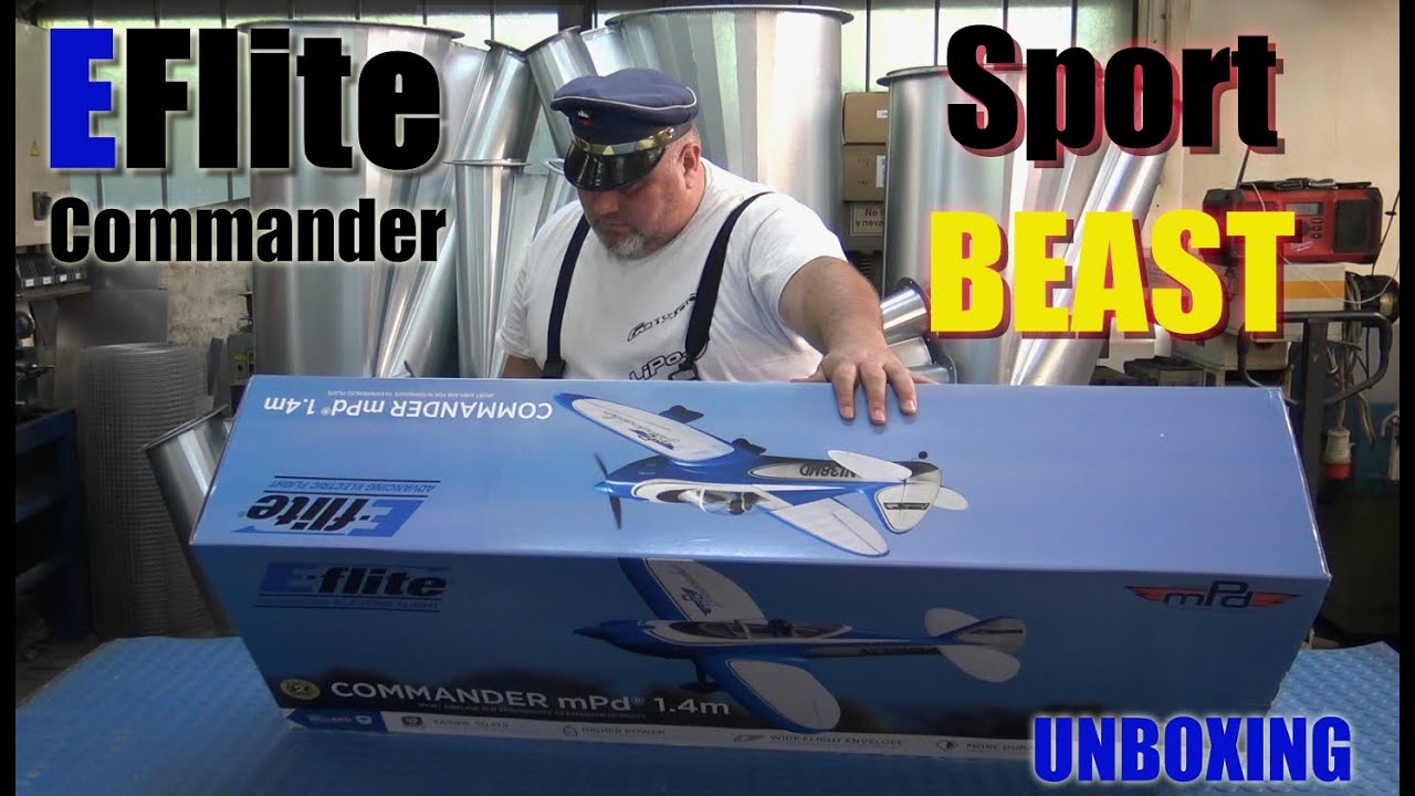 EFlite COMMANDER mPd V2 1.4m 4S 3S power BNF Basic with AS3X and SAFE Select Unboxing