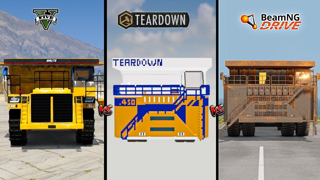 GTA 5 GIANT DUMP TRUCK VS BEAMNG GIANT DUMP TRUCK VS TEARDOWN GIANT DUMP TRUCK - WHICH IS BEST ?