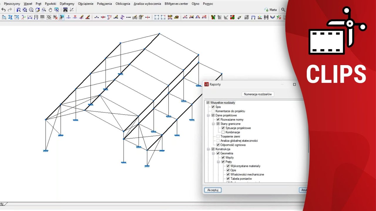 CYPE 3D. Modelowanie hali stalowej na podstawie danych odczytanych z programu Portal frame generator