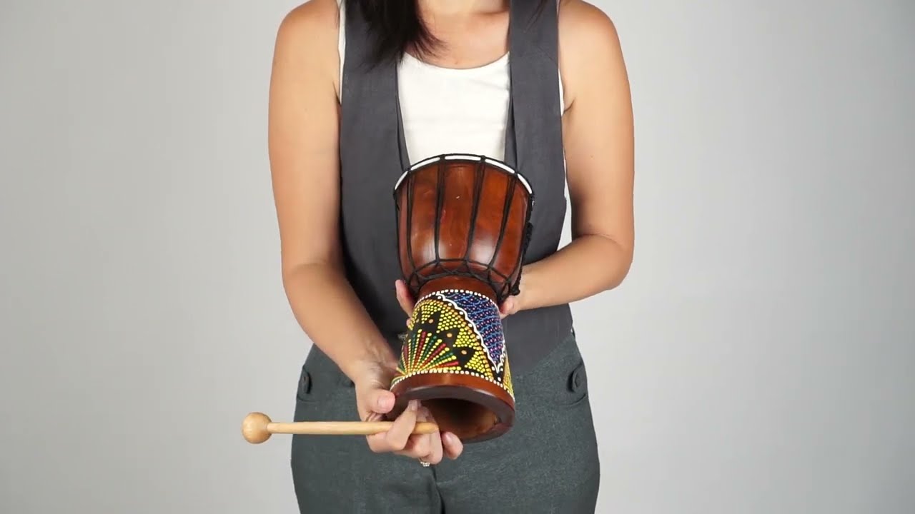 Djembe Drum 5.5″ diameter, 25cm high, painted, wood