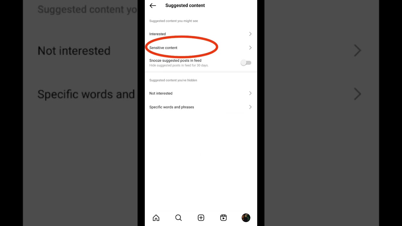 Bypass setting for sensitive content in instagram