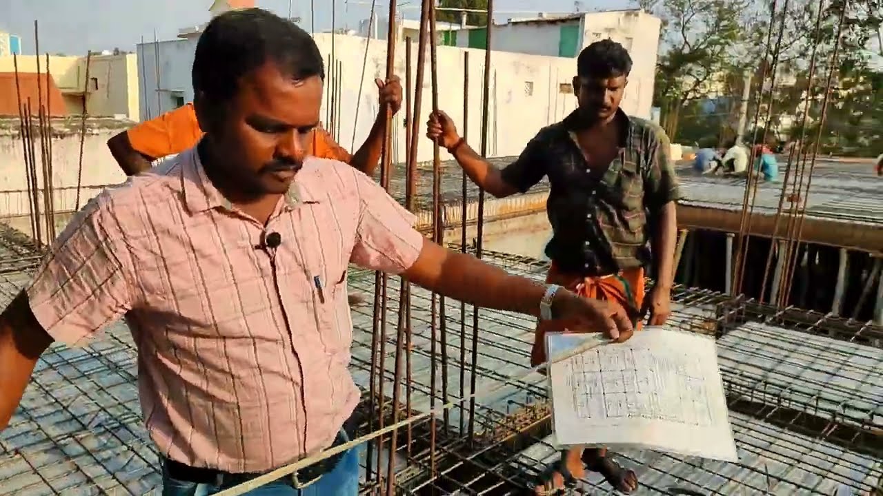 ரூப் ஸ்லாப் கம்பி சரியாக கட்டப்படுள்ளதா என சோதனை செய்தல் | roofslab steel checking |