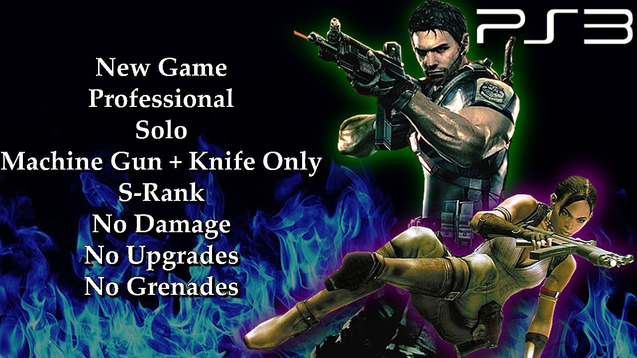 Resident Evil 5 (PS3) - Professional, Solo, Machine Gun + Knife Only, S-Rank