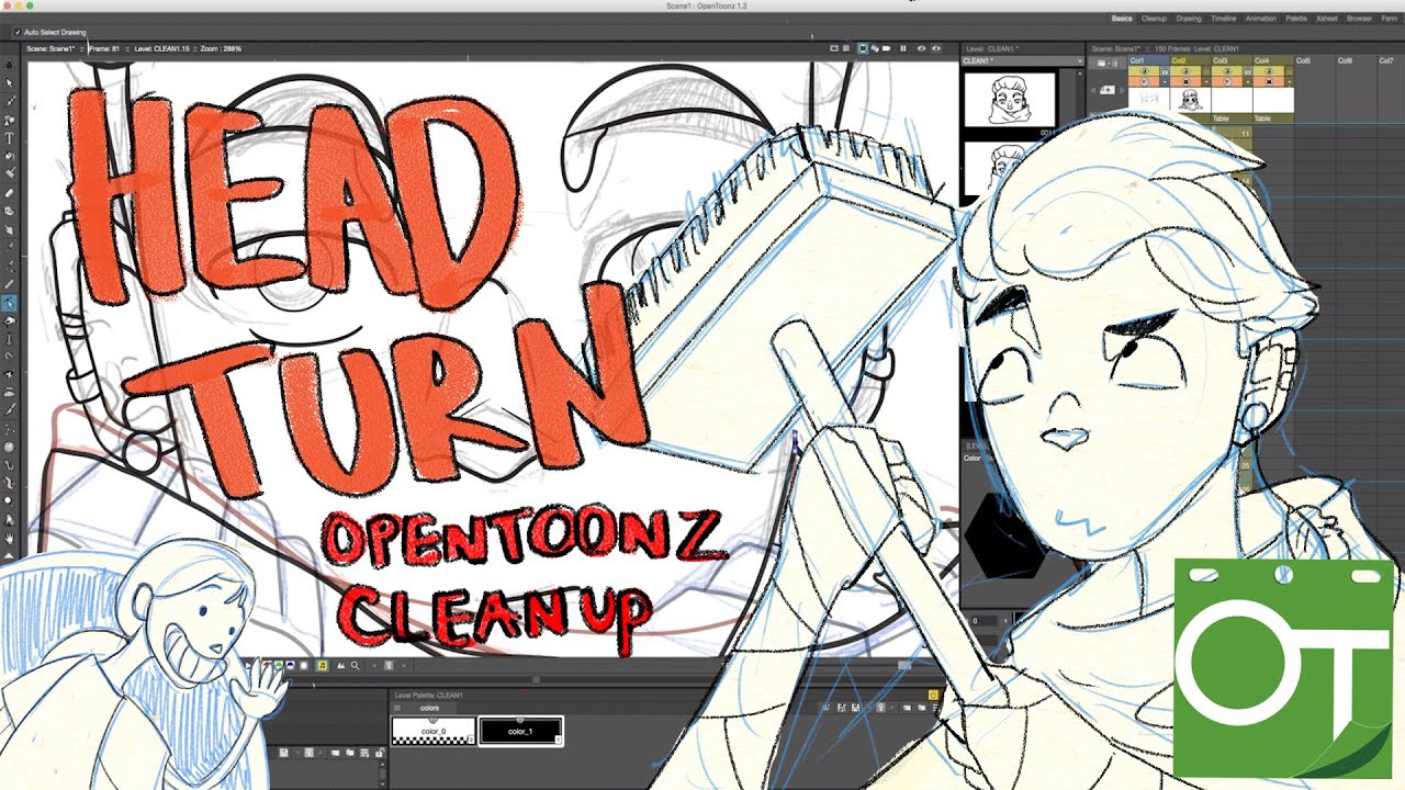 SPEED ANIMATION HEAD TURN 2: Opentoonz cleanup