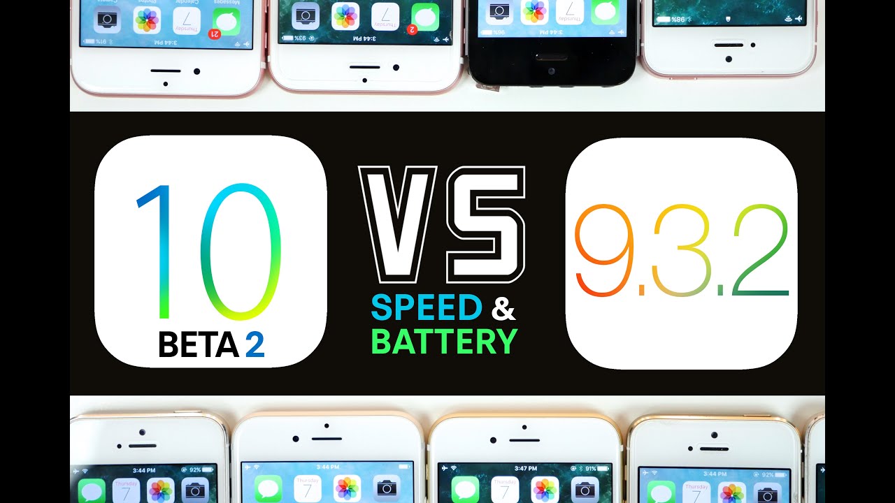 iOS 10 Beta 2 vs 9.3.2 Speed & Battery Test on ALL iPhones!