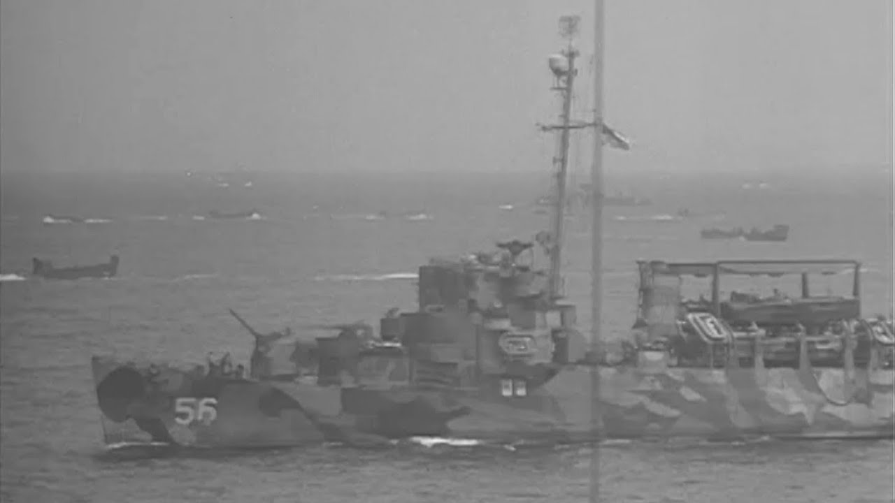 USS Loy (APD-56) during the invasion of Okinawa, April 1, 1945 -Footage