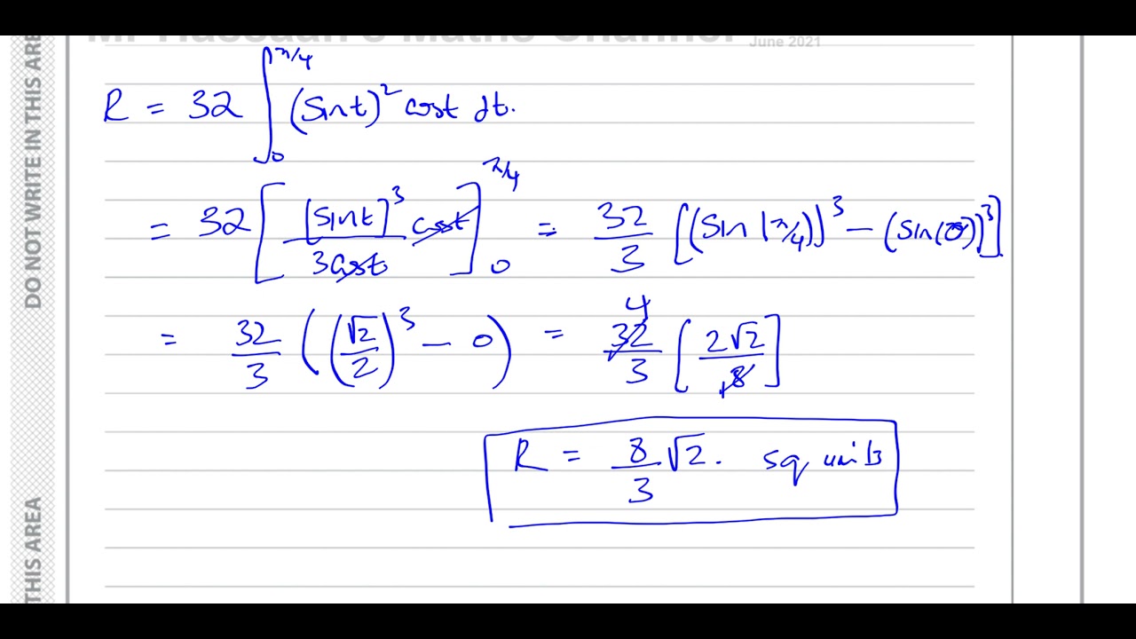 WMA14 01 IAL (Edexcel) P4  June 2021 Q6 Integration   Parametric Equations   Cartesian Conversion