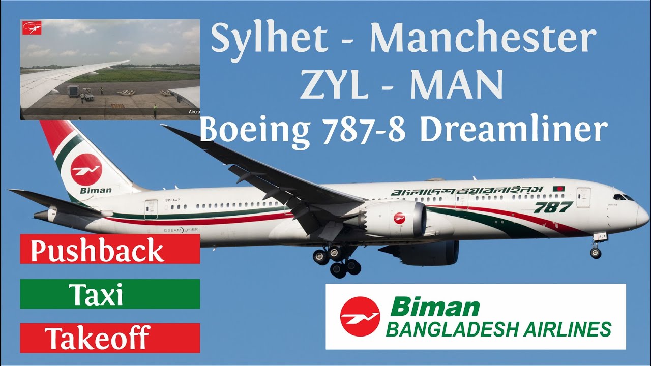 Biman Bangladesh Airlines Boeing 787-8 Takeoff from Sylhet | Epic Wing View | ZYL to MAN