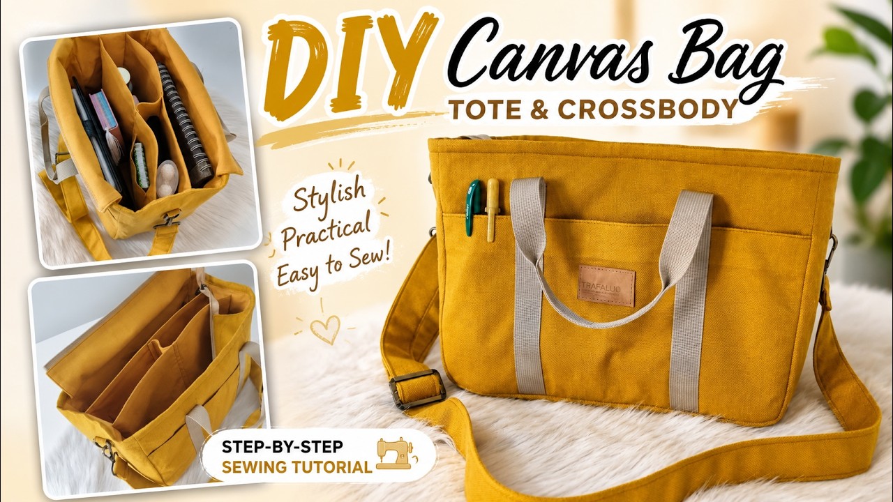 DIY-сумка-шоппер из канваса с отделениями | Стильный и практичный органайзер: мастер-класс