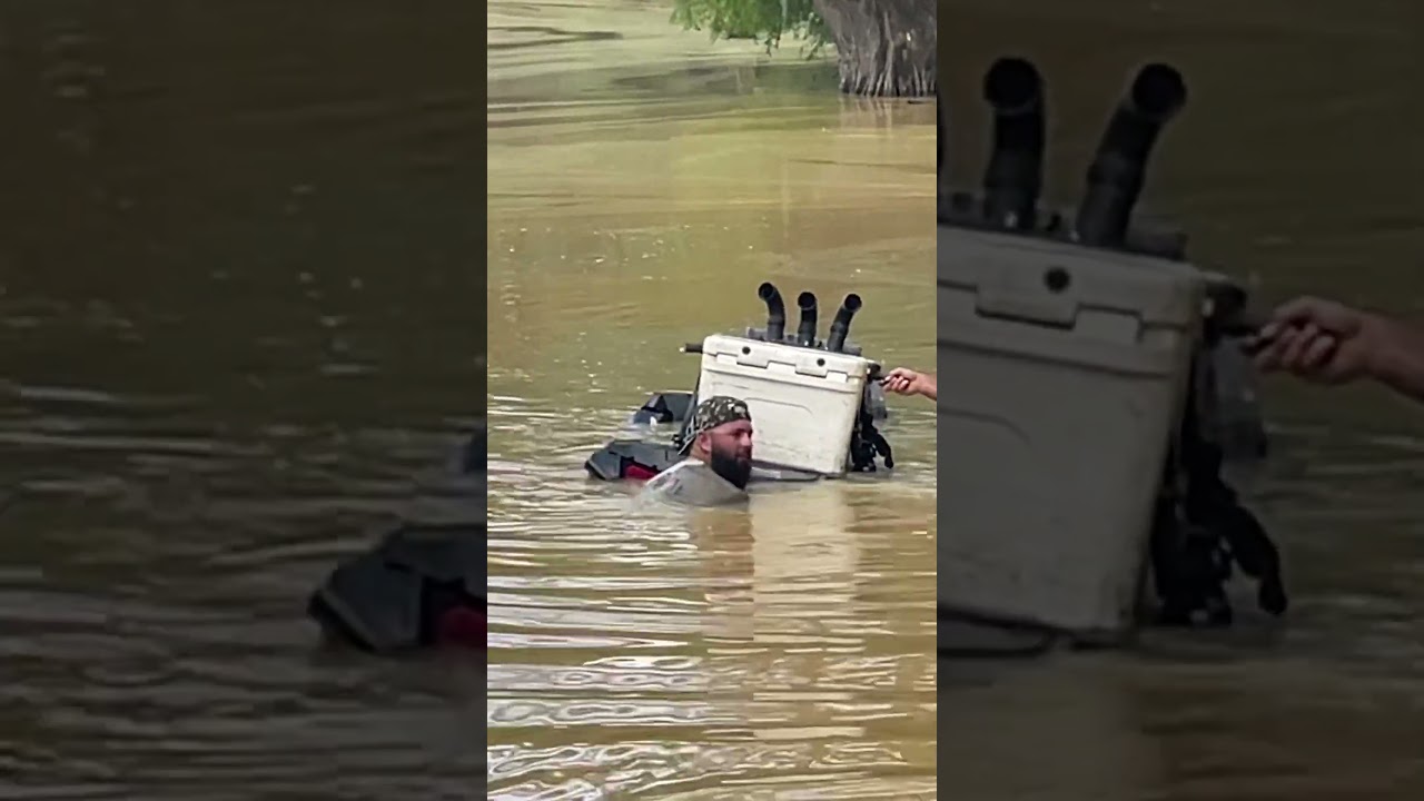 Alligator sneaks up on sunk four wheeler #alligator #louisiana #polaris #highlifter #offroad #mud