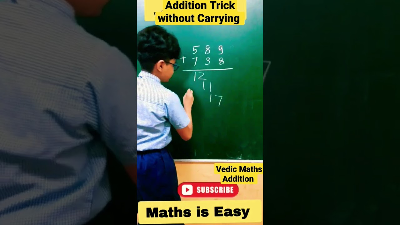 Vedic maths addition trick | Addition trick | Addition without Carrying #fun  #shorts #youtubeshorts