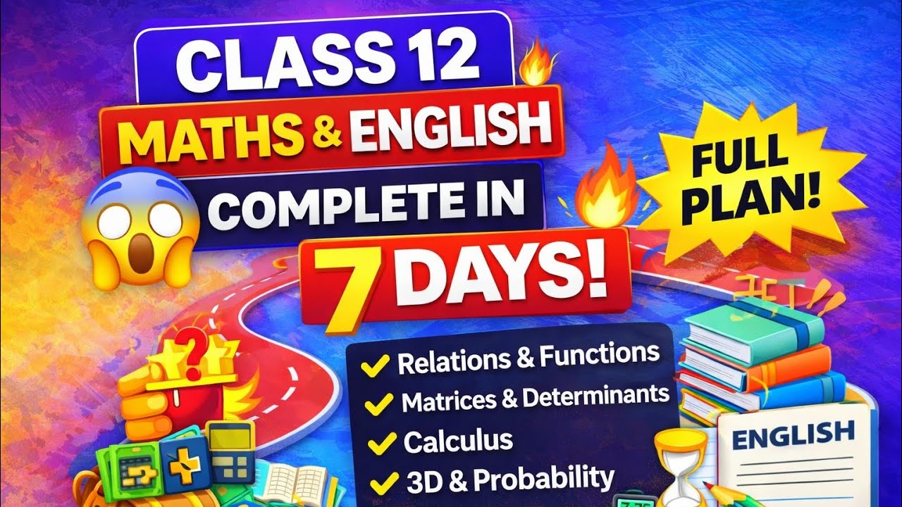 🚀 Class 12 Complete in 7 Days! 🔥 Full Maths + English Revision Plan | Board 2026 Strategy 💯