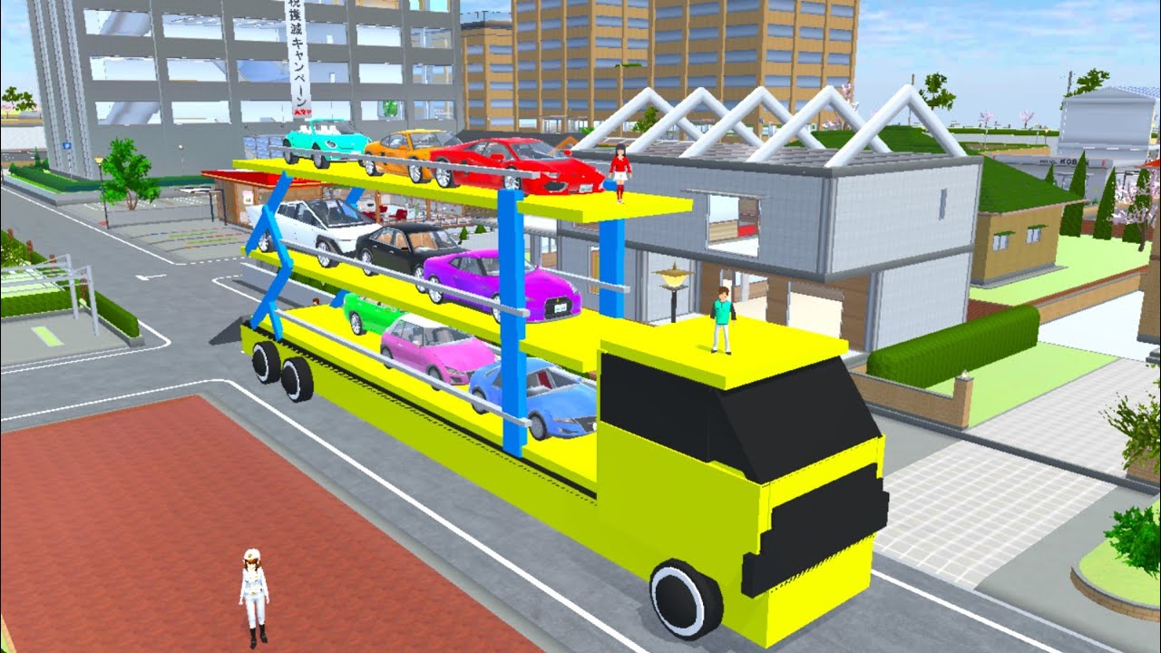 Tanjakan Mobil Truk Tiga Tingkat 🤣 sakura school simulator