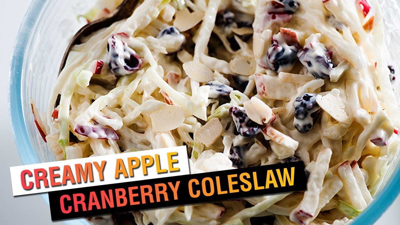 Creamy Apple Cranberry Coleslaw | Vegetarian Recipe