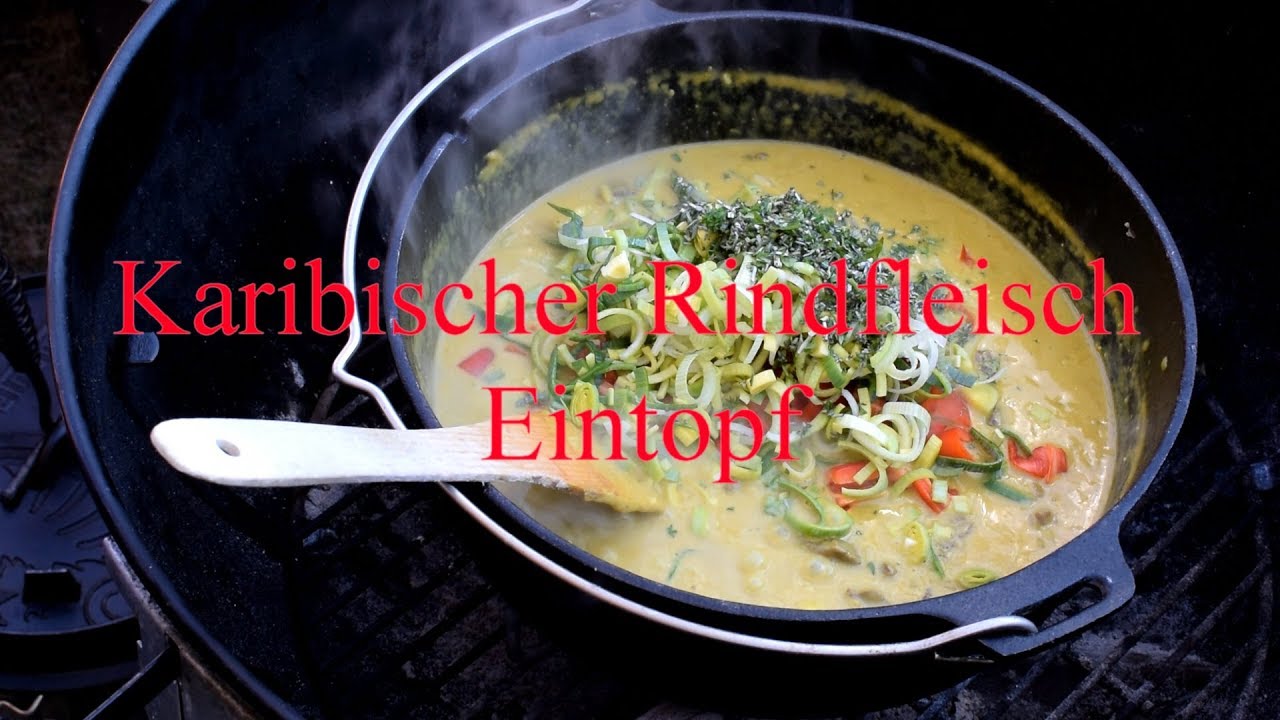 Karibischer Rindfleisch Eintopf im Dutch Oven gemacht