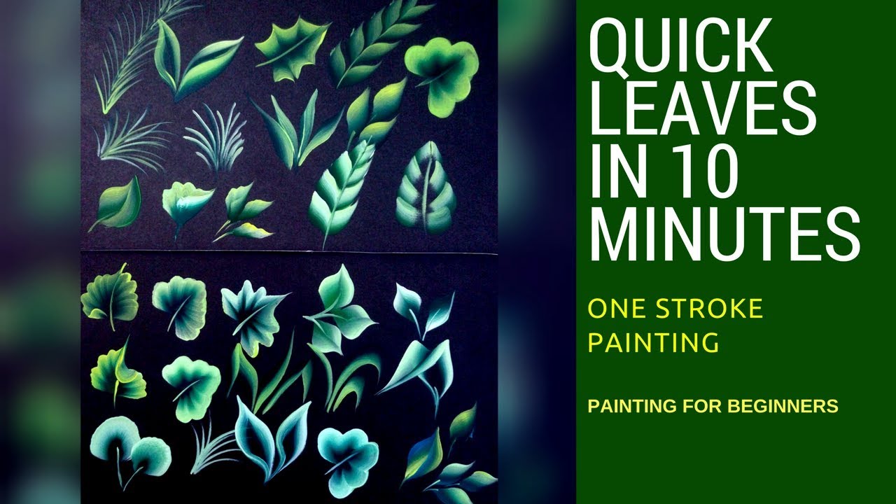 How to paint leaves using Angle brush & Flat brush | quick and simple | Beginners acrylic painting