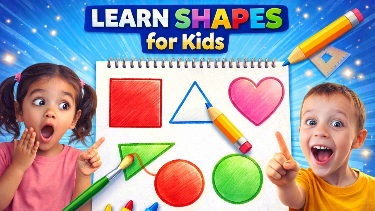 Shape Drawing for Kids 🎨 | Learn Circle, Square, Triangle & Heart Fast