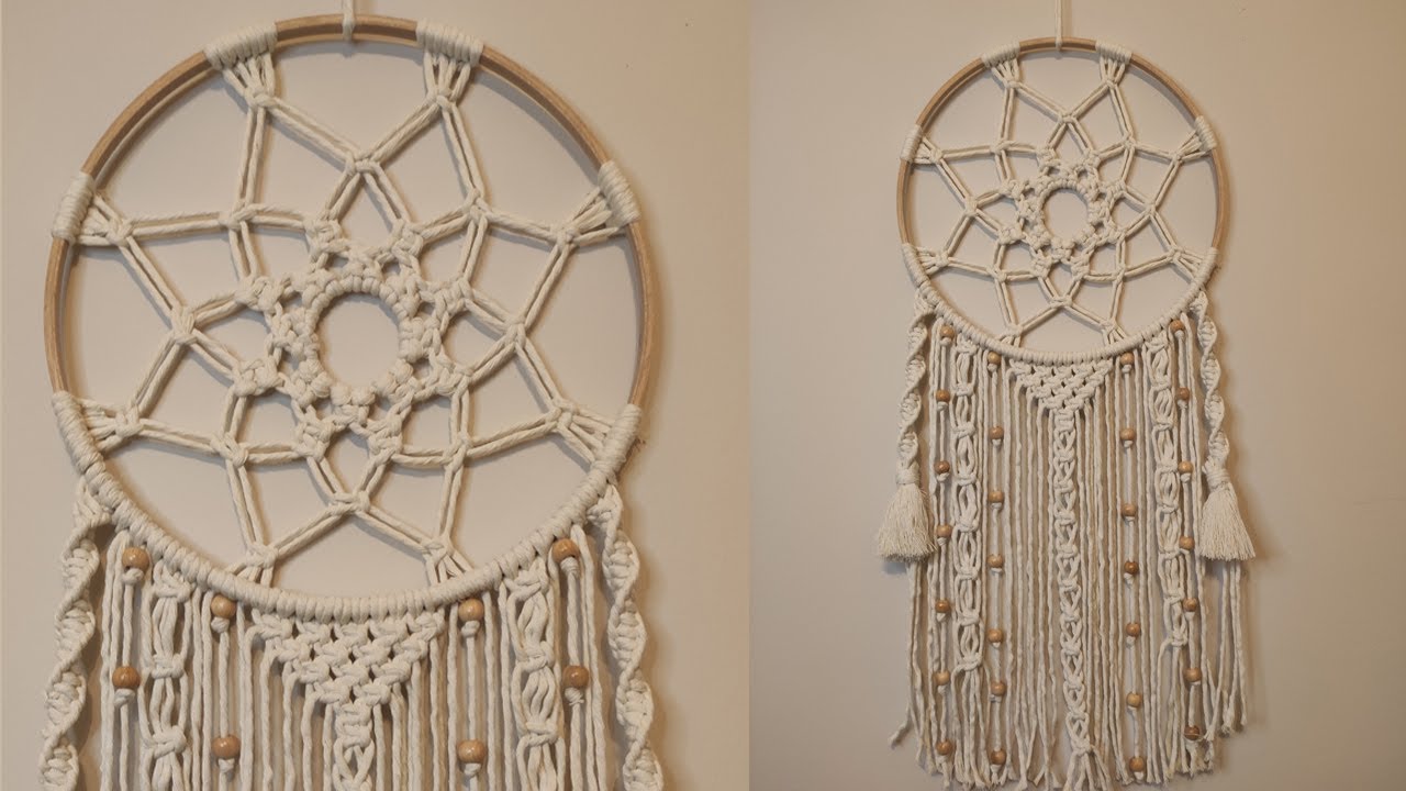 Makrome Düş Kapanı (Kasnak)/DIY Macrame Dreamcatcher #macrame #macramedreamcatcher #makrome #kasnak