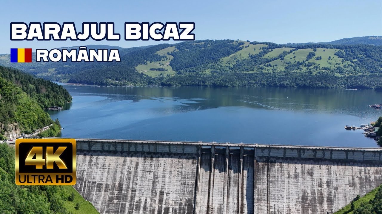 Barajul Bicaz si Lacul Izvorul Muntelui (Lacul Bicaz), Romania  - filmare cu drona (Bicaz Dam)