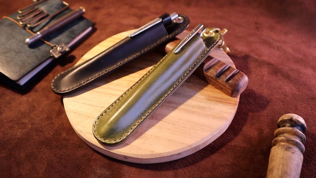【レザークラフト】Making a Leather Pencil Case // 一本刺しペンケースの作り方