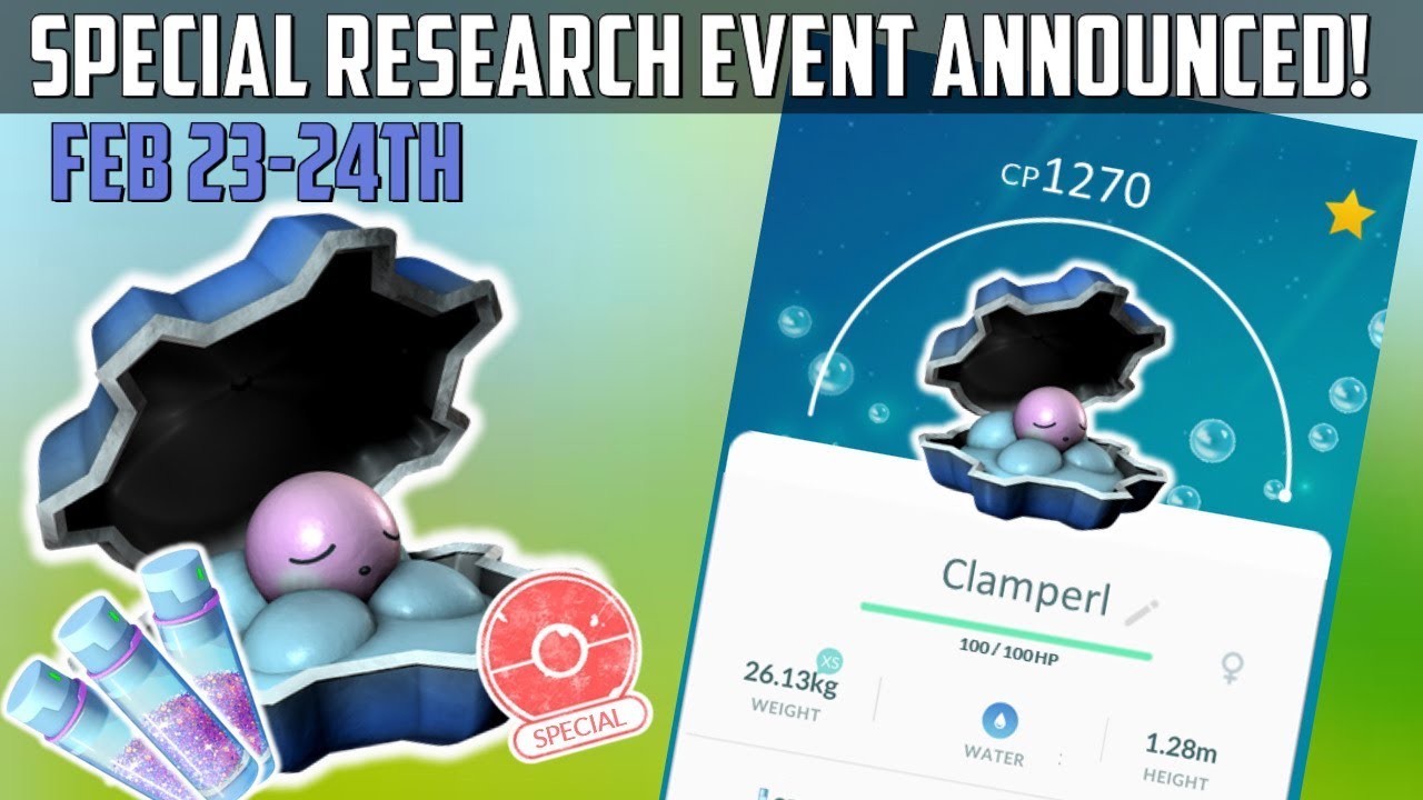 Специальный день исследований Клэмперла в Pokemon Go! Двойная звездная пыль!