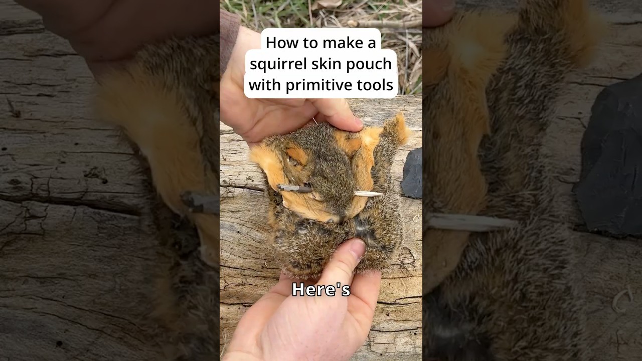 Primitive Squirrel Skin Ammo Pouch #survival #bushcraft #outdoorskills #hunting #camping