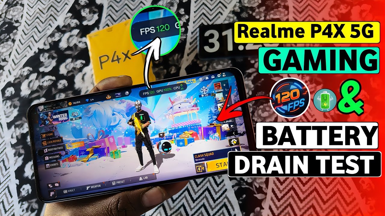Realme P4X 5G Free Fire 120 FPS Gaming & Battery Drain Test | Gaming Test Realme P4X 5G | MJ Tech