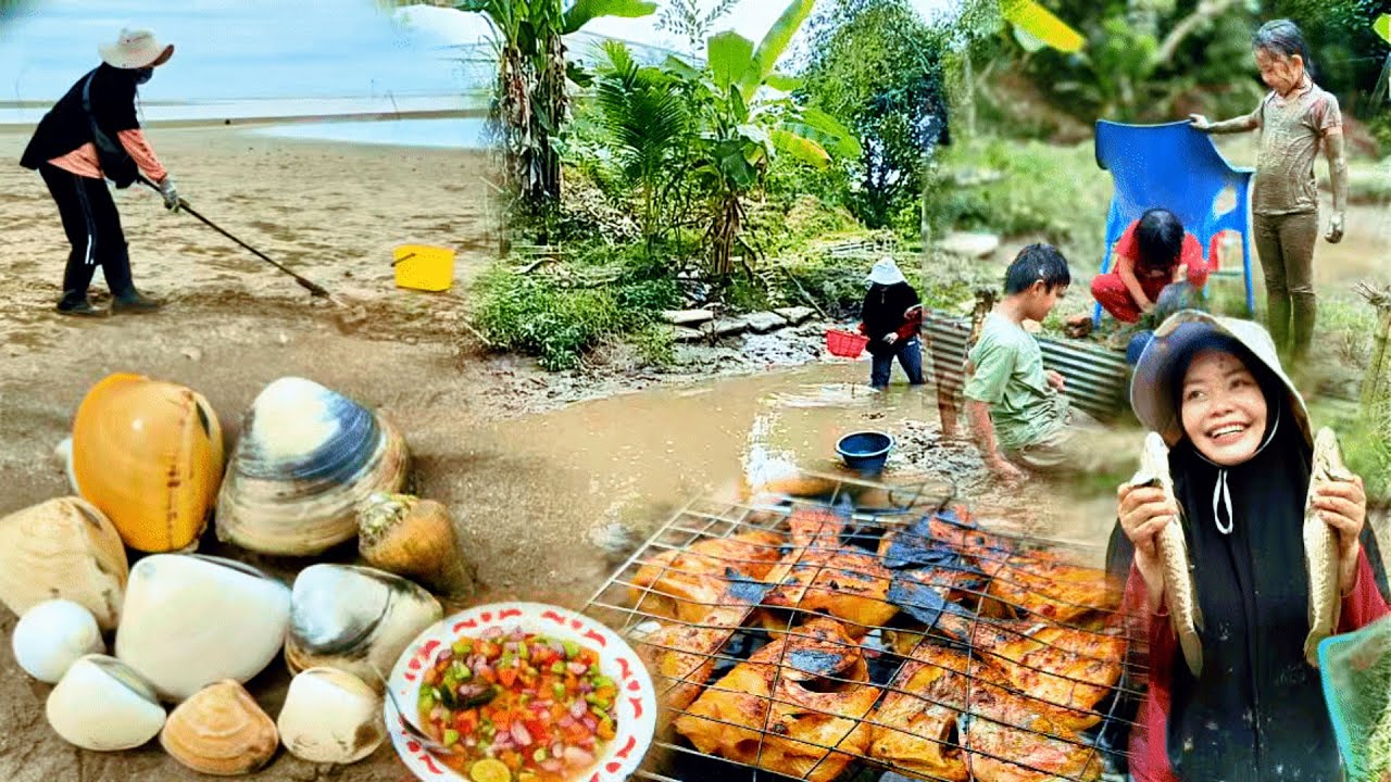 UDAK LUMPUR DAN PASIR PANTAI BUAT CARI LAUK MAKAN‼️Bakar Ikan dan Kerang Pinggir Pantai