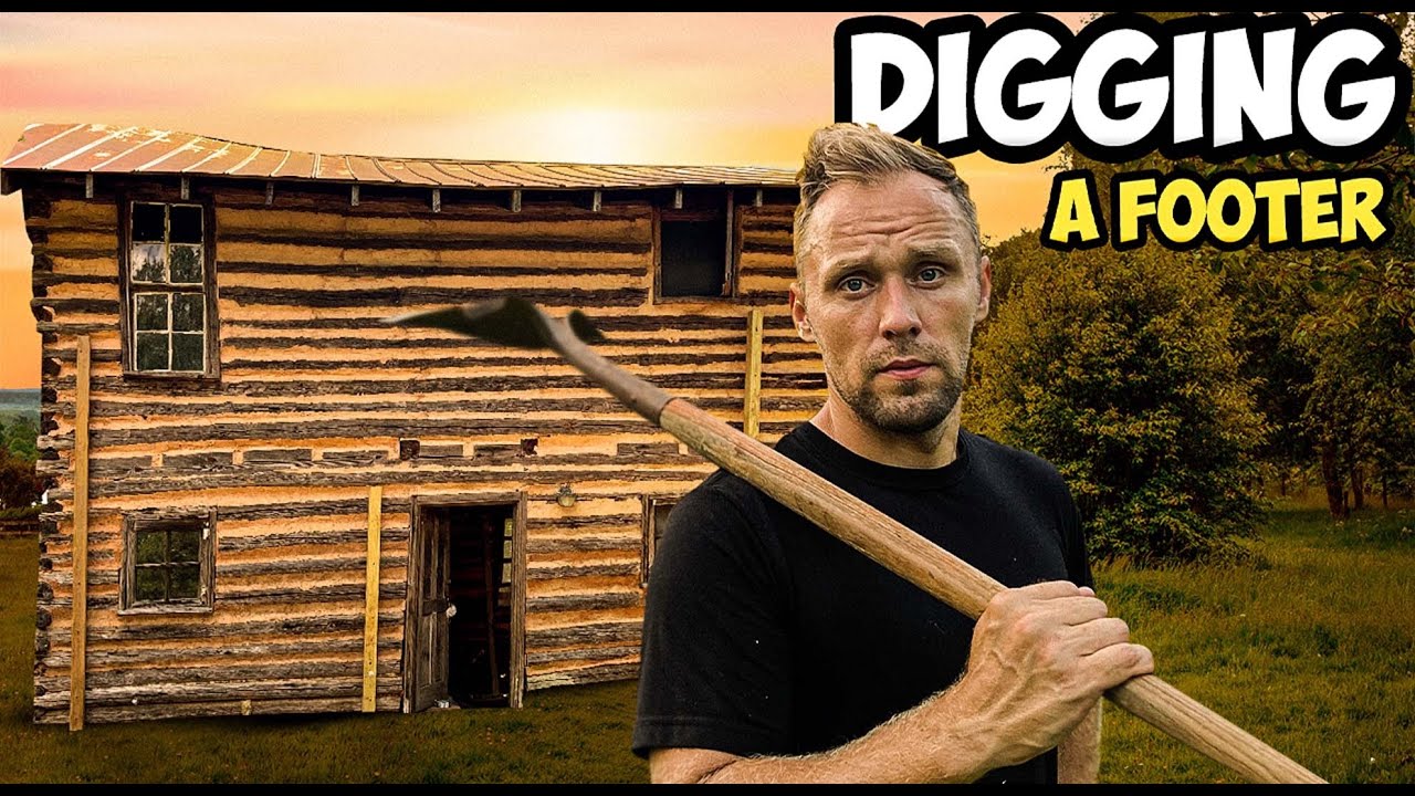 Restoring an Abandoned Old Log Cabin- Building Footer | Episode 26