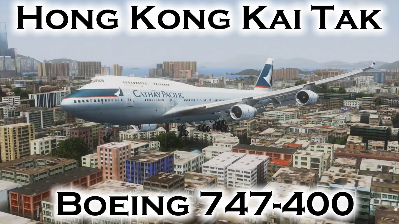 FSX | Cathay Pacific 747 Landing at Kai Tak Airport (VHHX) (Multiple Views)