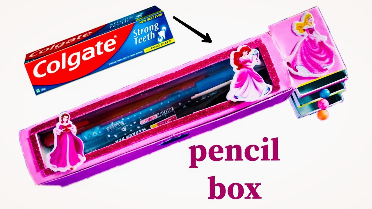 How to make pencil box from colgate box | best out of waste craft | DIY pencil box craft