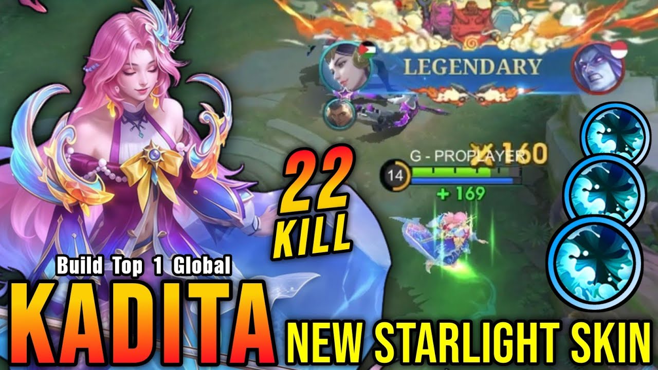 22 Kills!! Maiden of the Tide Kadita New STARLIGHT Skin!! - Build Top 1 Global Kadita ~ MLBB