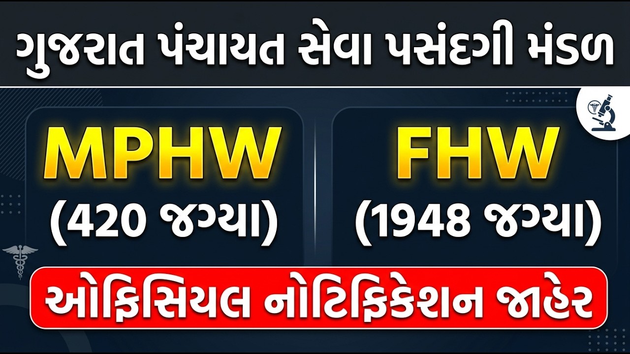 🔥GPSSB MPHW & FHW 2026 Vacancy | Gujarat Health Worker Bharti | Full Details
