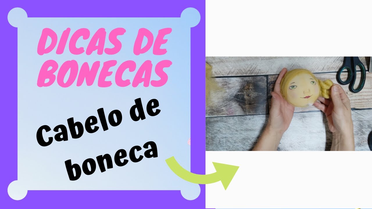 Cabelo de boneca com lã natural com a técnica de feltragem com agulha