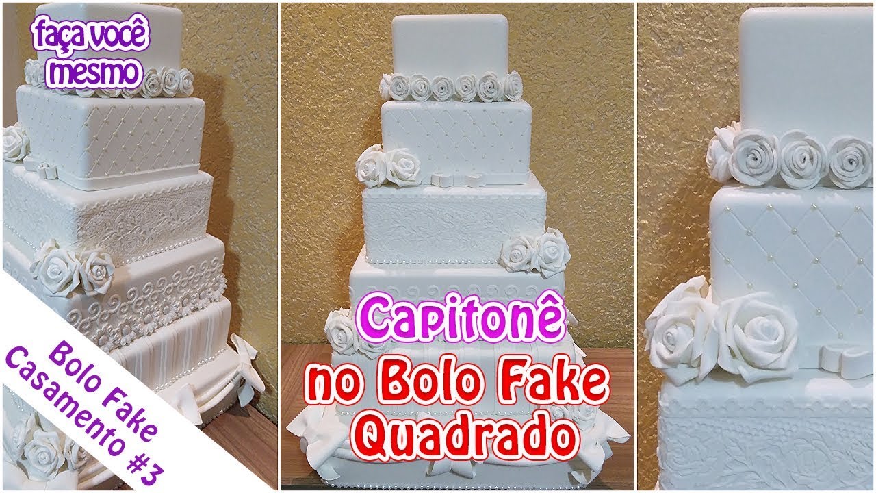 Como Fazer Capitonê no Bolo Fake Quadrado | Criatividades da Dê