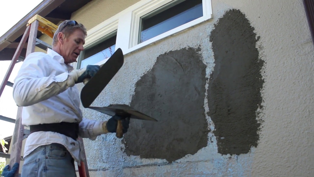 Repair bad exterior stucco patches.