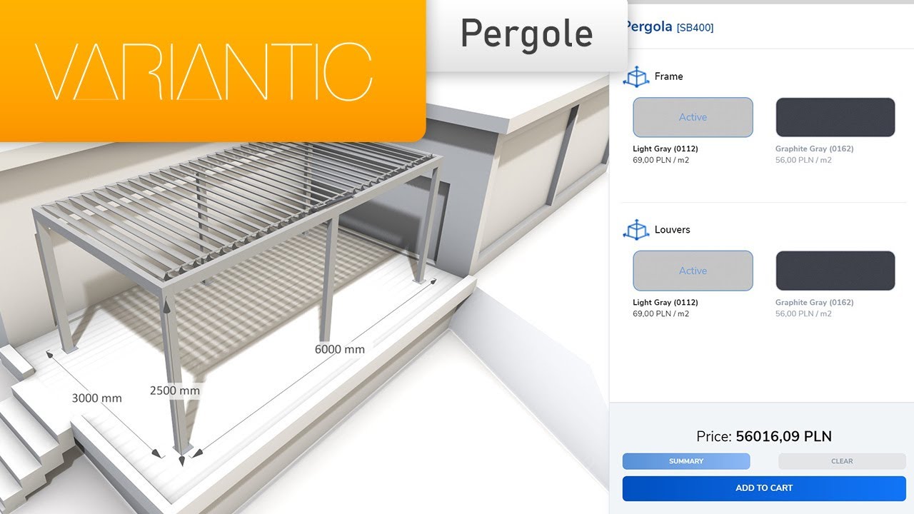 Variantic - Konfigurator produkt&oacute;w 3D - Pergole