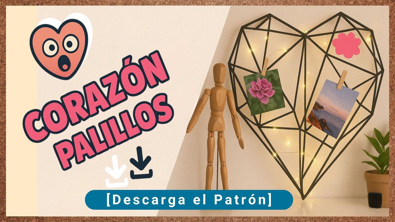CORAZÓN GEOMÉTRICO con PALILLOS de BAMBÚ - DIY