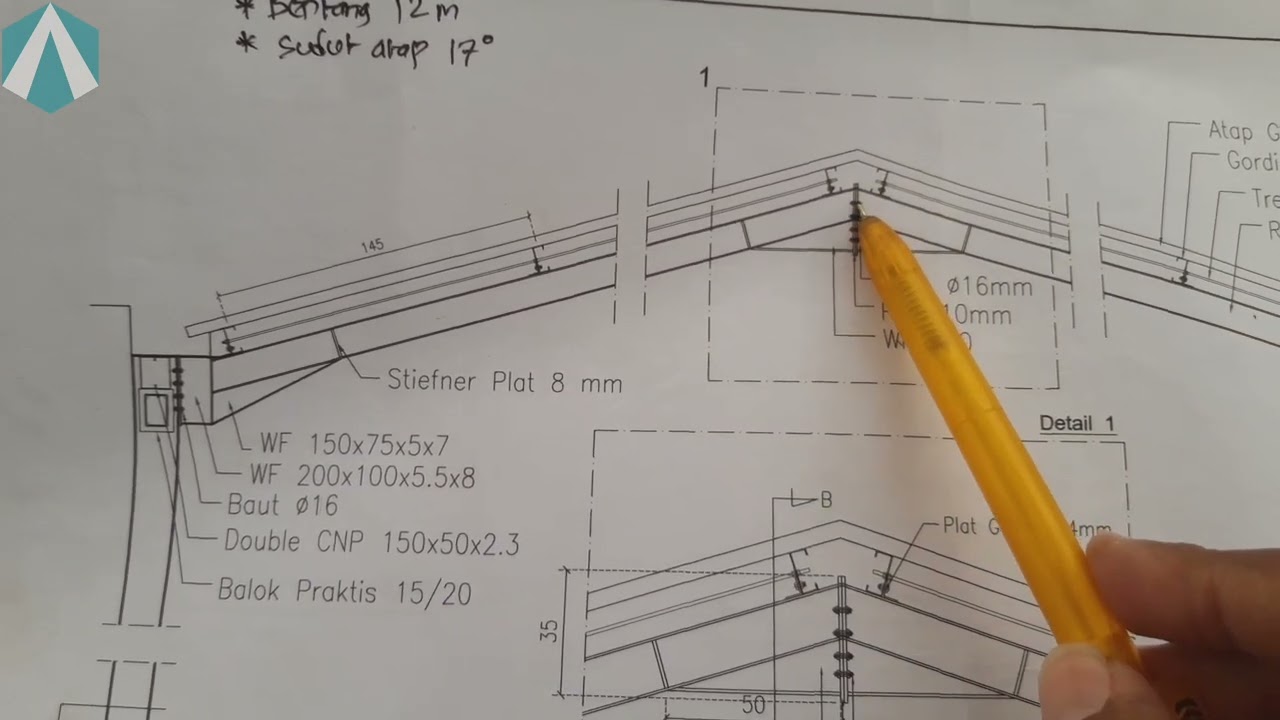 Cara mencari panjang rafter kuda - kuda baja WF