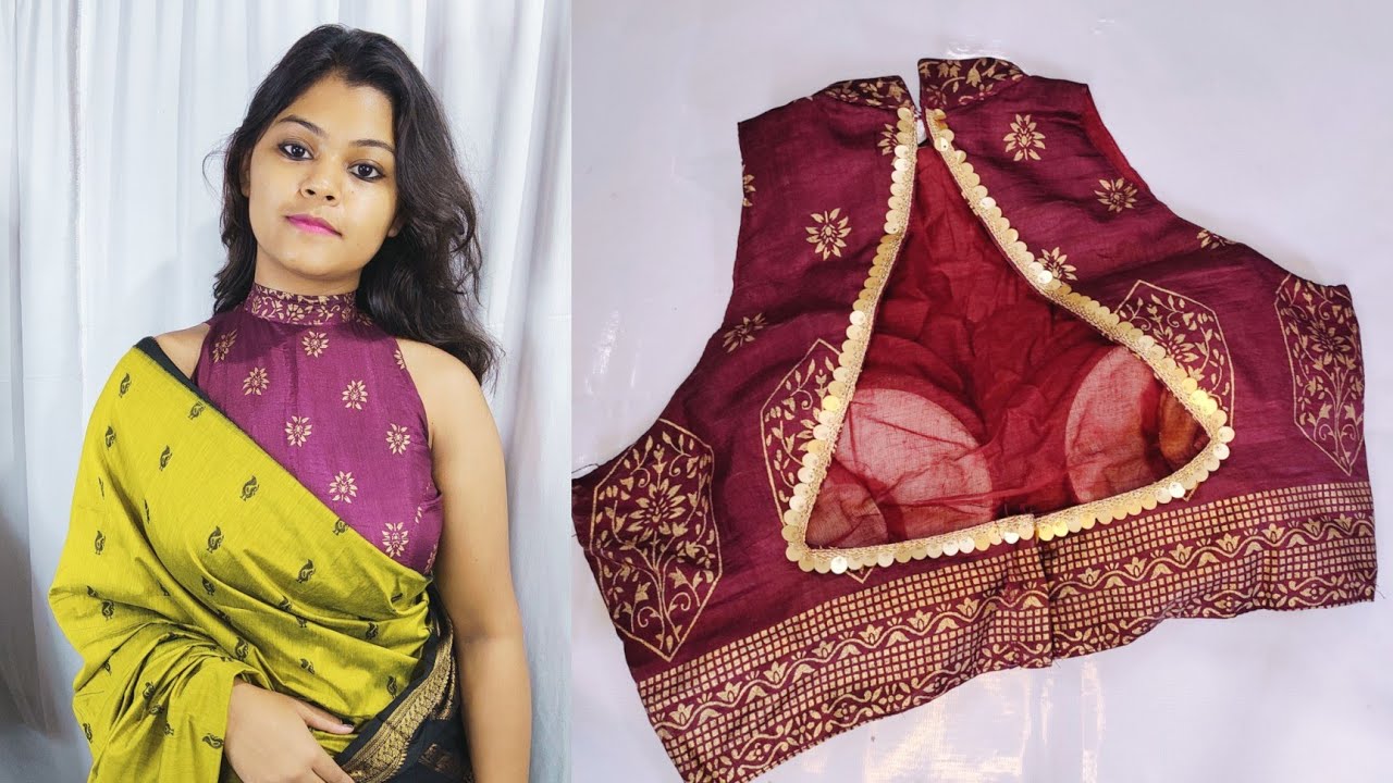 Halter Neck Blouse Cutting & Stitching | Halter Neck With Padded