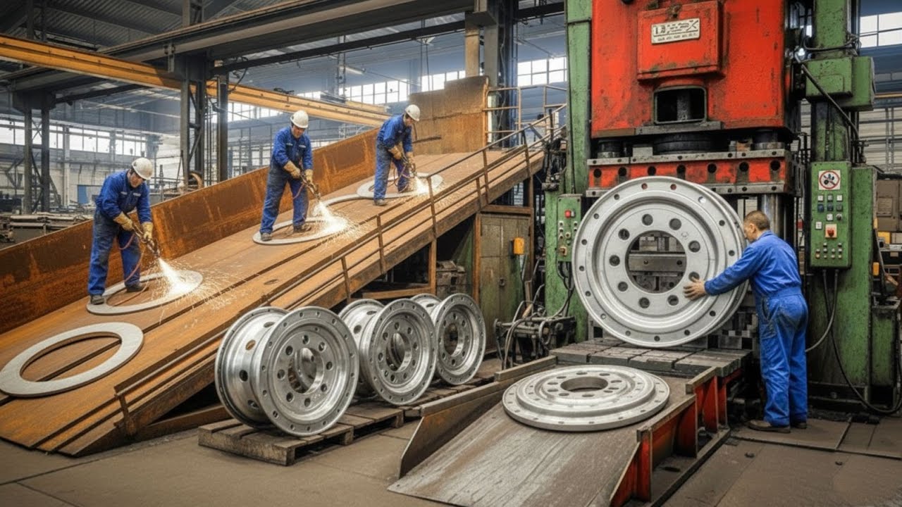 Making Heavy Truck Rim Plates From Scrapped Ship Steel || Amazing  Process You Have never Seen