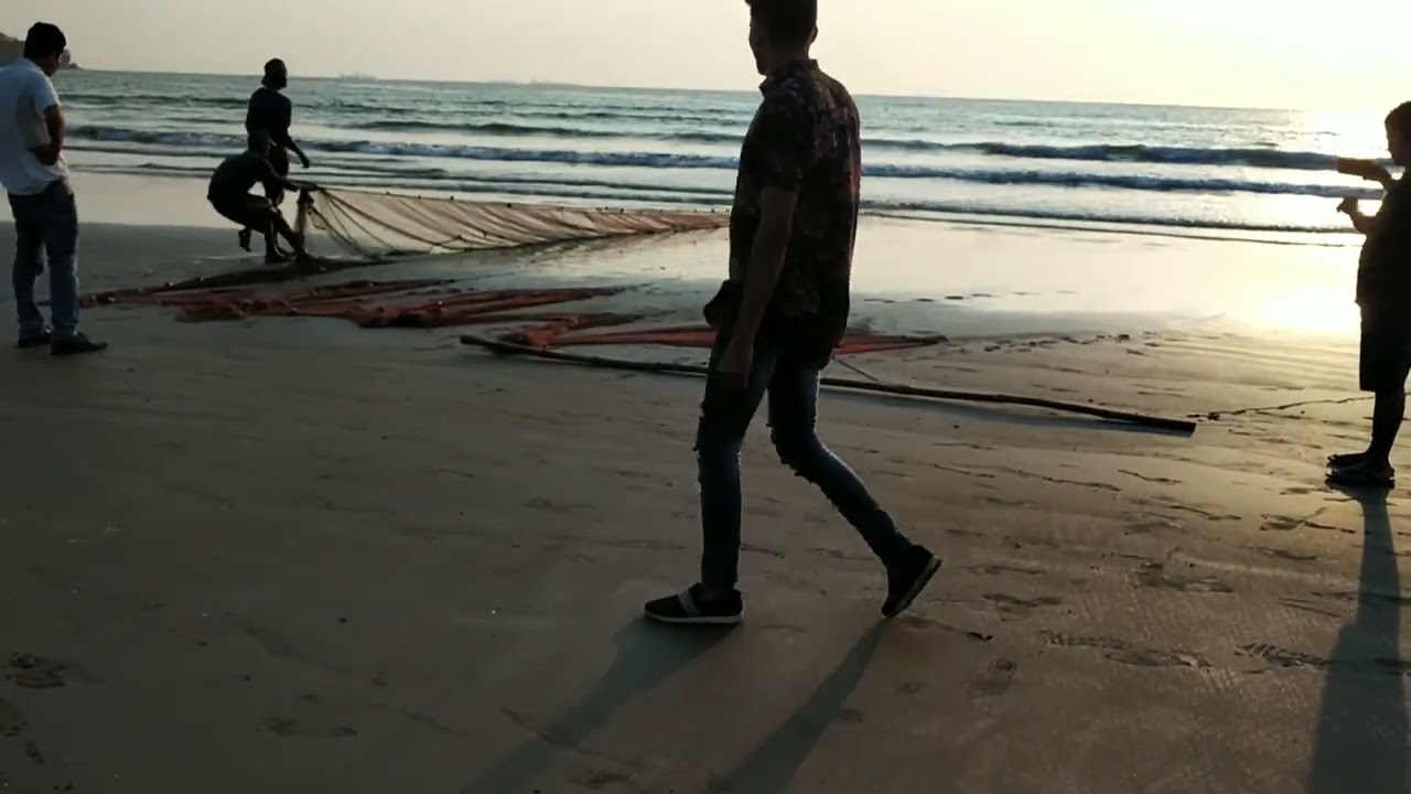 Fishing on the Miramar beach#GOA Punjim 
