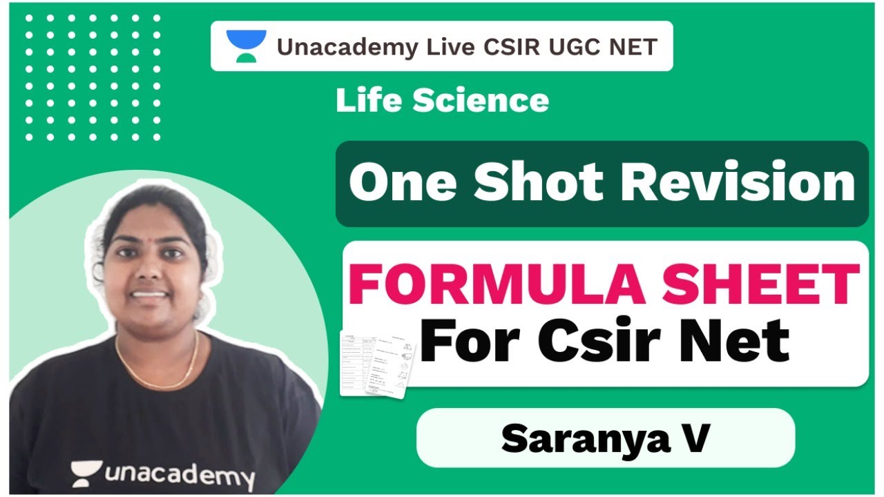 One Shot Revision|Formula sheet for csir net|Life Science|CSIR 2020|Saranya|Unacademy Live