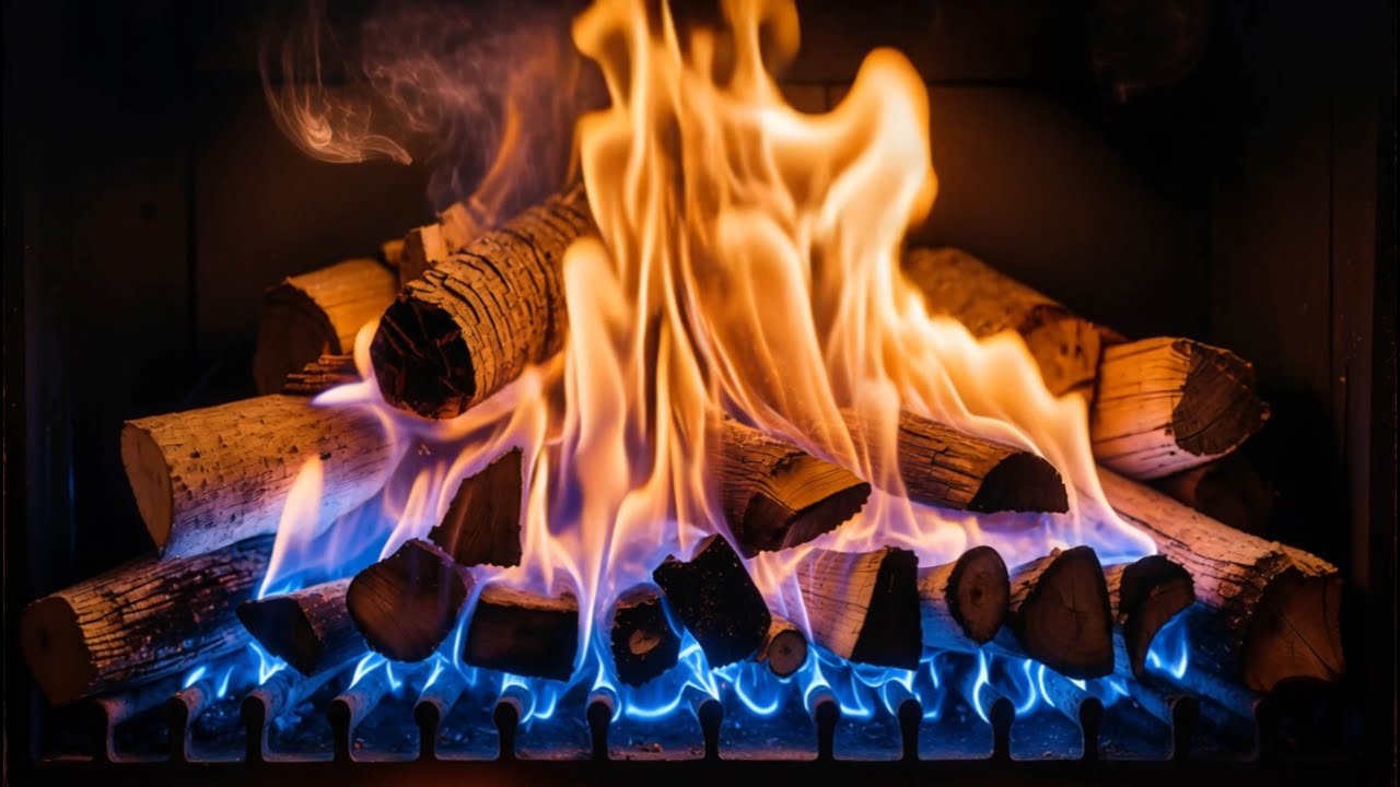 Unwind Instantly with a Cozy Fireplace of Blue Flame Glow and Rich Orange Fire 🔥